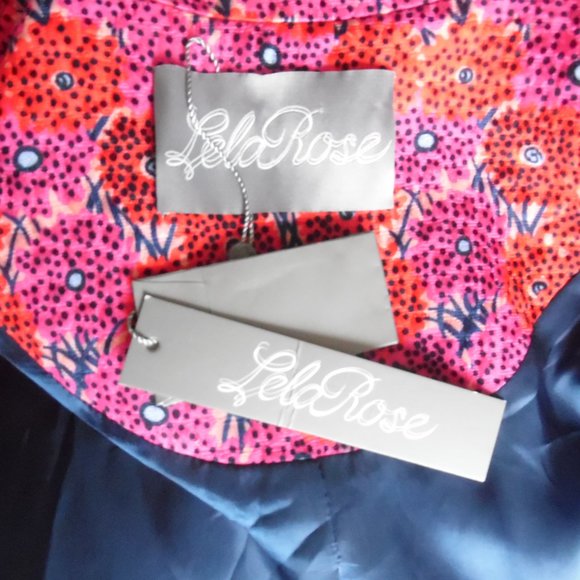 $2190 Lela Rose Wave Flounce Peplum Floral Pink Blazer Button Jacket Light Coat - Picture 12 of 12